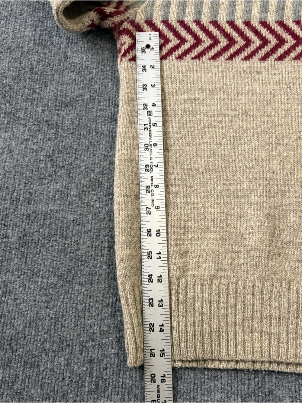 Vintage Environmental Clothing Co Wool Sweater USA Chevron Knit Beige Men’s M - Picture 4 of 8